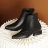 Zanpace Frauen Stiefel Mode Stiefeletten für Frauen Spitz Spitze-Up Frauen Schuhe Niedrigen Ferse Leder Stiefel Casual schwarz Rot Stiefel