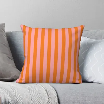 Kühne vertikale rosa orange Streifen quadratische Kissen bezug Polyester Leinen Samt Muster Reiß Image