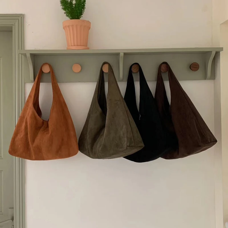 Vintage Faux Wildleder Hobos Damen Umhängetaschen große Kapazität Einkaufstasche Retro Trend Herbst große Shopper Geldbörsen Handtaschen 2024