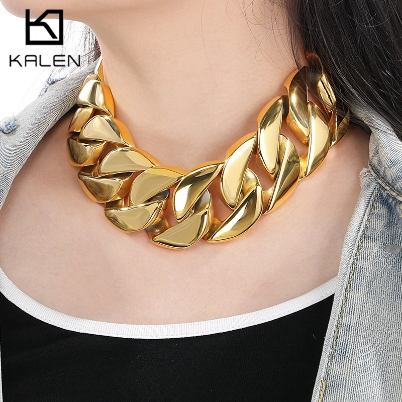 Hip Hop 43MM Gold Farbe Kubanischen Kette Halsband für Frauen 316L Edelstahl Schwere Halskette Männlichen Charme Chunky Trendy schmuck Geschenk
