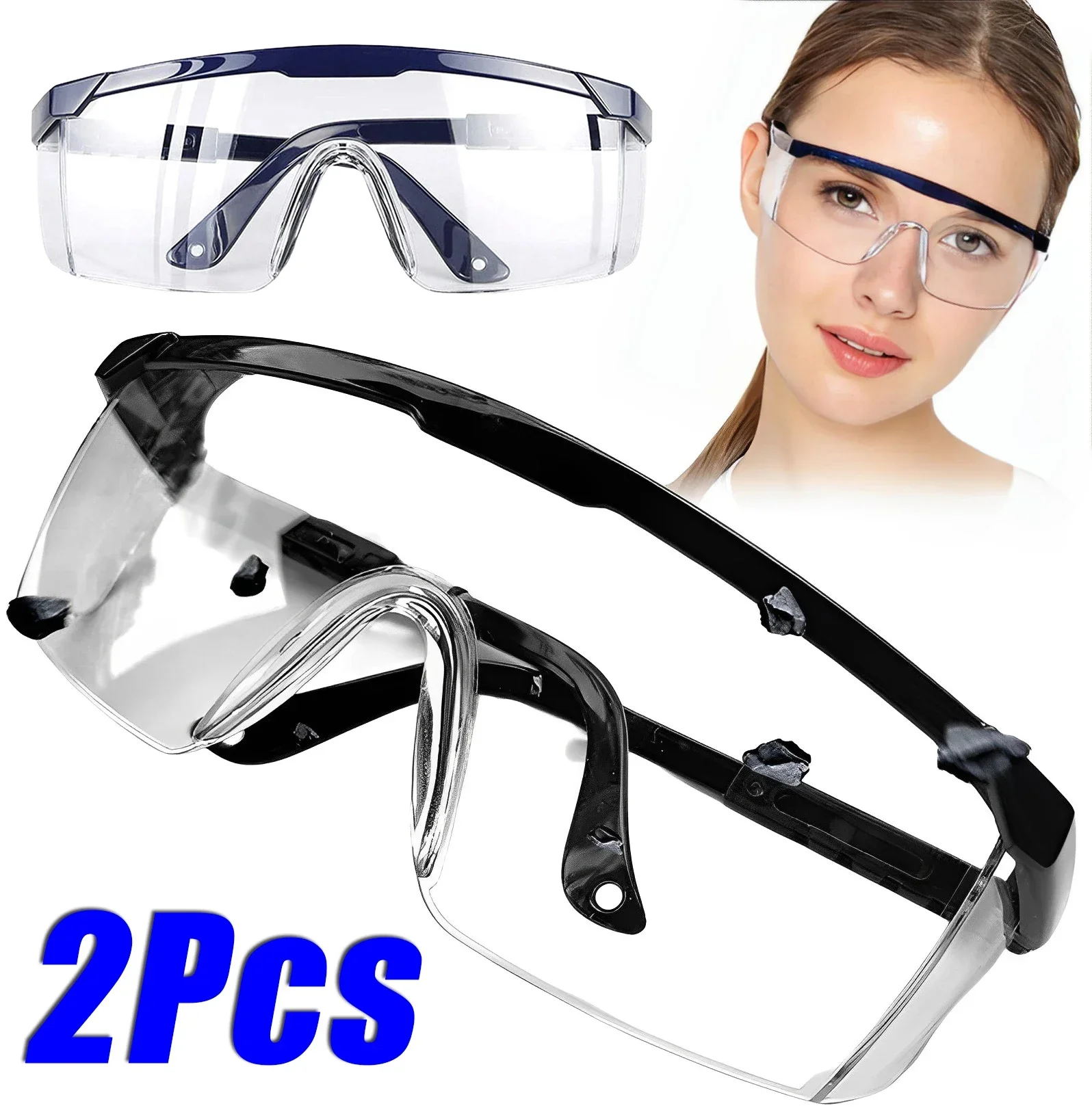 2 Stück Anti-Splash-Arbeits schutzbrille Augenschutz-Labor brille Schutzbrille für industrielle Winds taub schutzbrillen Fahrrad brille Image