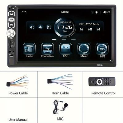 TEMU 1 Din 7inch Car Mp5 For Car Fm Aux + 12led (optional)