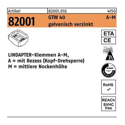 Klemmen r 82001 gtw 40 mm 12 / 6,0 galvanisch verzinkt