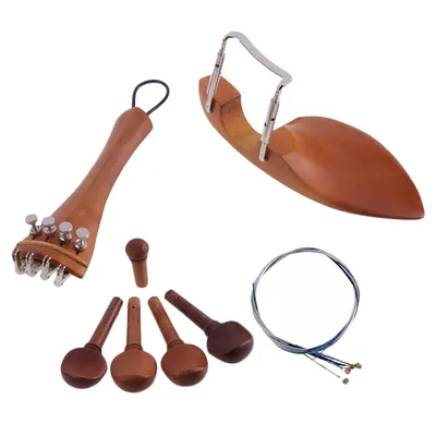 4/4 Violin Parts Accessories Chin Rest Tailpiece Fine Tuner Tuning Peg Tailgut Endpin Strings Kit