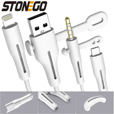 STONEGO 2 in 1 Charging Cable Protector Phones Cable holder Cover cable winder clip USB Charger Cord