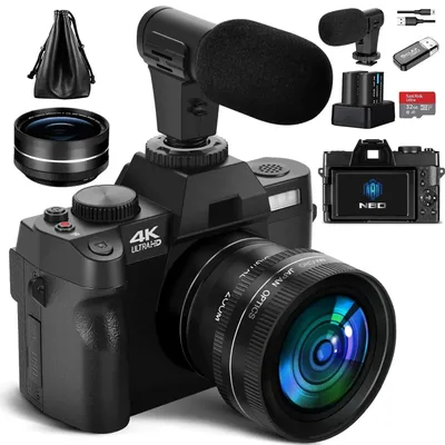 NBD 4K Digital Camera 48MP Vlogging Camera for with 180° Flip Screen 16X Digital Zoom Video Camera