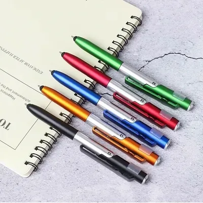 STONEGO Multifunction 4-in-1 Foldable Ballpoint Pen Stylus (Flashlight + Support) for Tablet