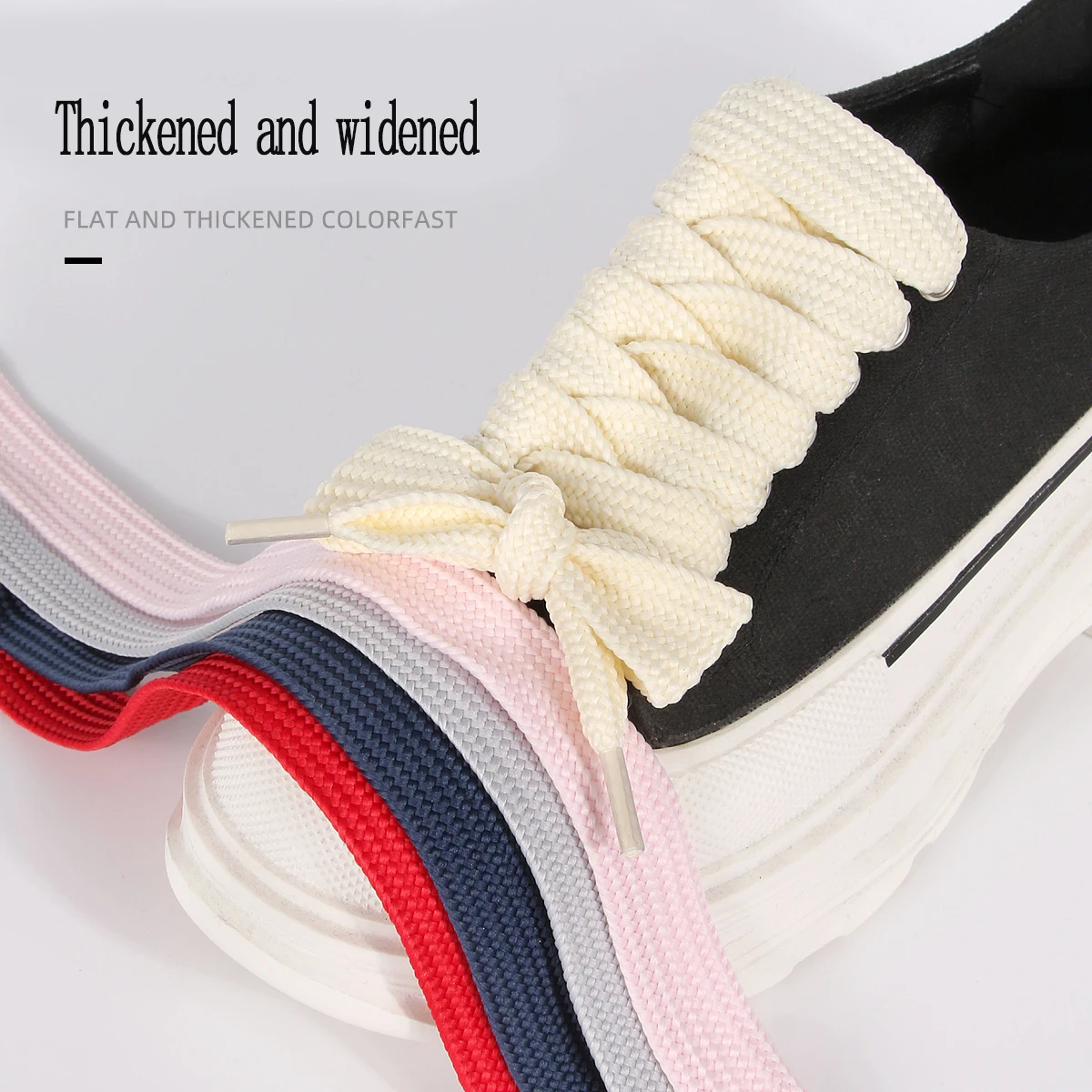 1 Paar dicke Schnürsenkel für Sneakers, Stiefel, 3/4 Zoll breite Sportschnürsenkel, Schnürsenkel Image