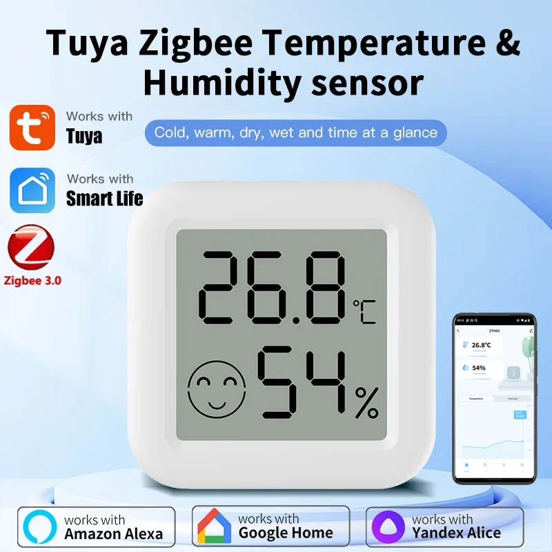 Tuya Zigbee Temperatur-Feuchtigkeitssensor APP-Fernbedienungsthermometer über Smart Life für Smart Home Work mit Yandex Alexa Image