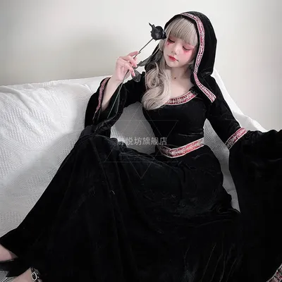 Mittelalter liches viktoria nisches Kleid für Frauen Steampunk Flare Ärmel Hexen gewand Cosplay Image