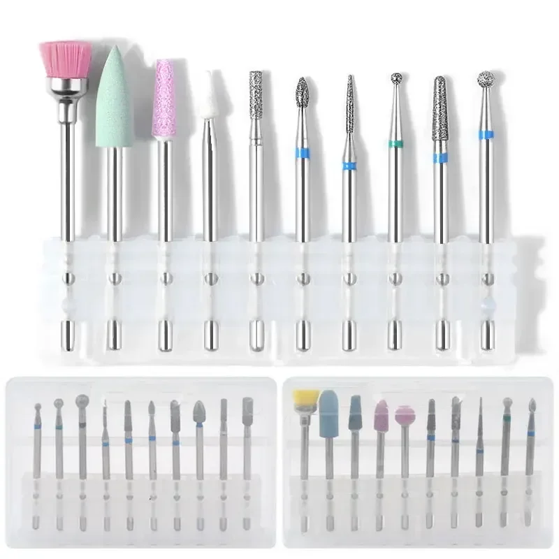 10-teiliges professionelles Hartmetall-Nagelbohrer-Set, hochwertige Nagelbohrer zum Entfernen abgestorbener Haut, glattes Nagelschleifen Image