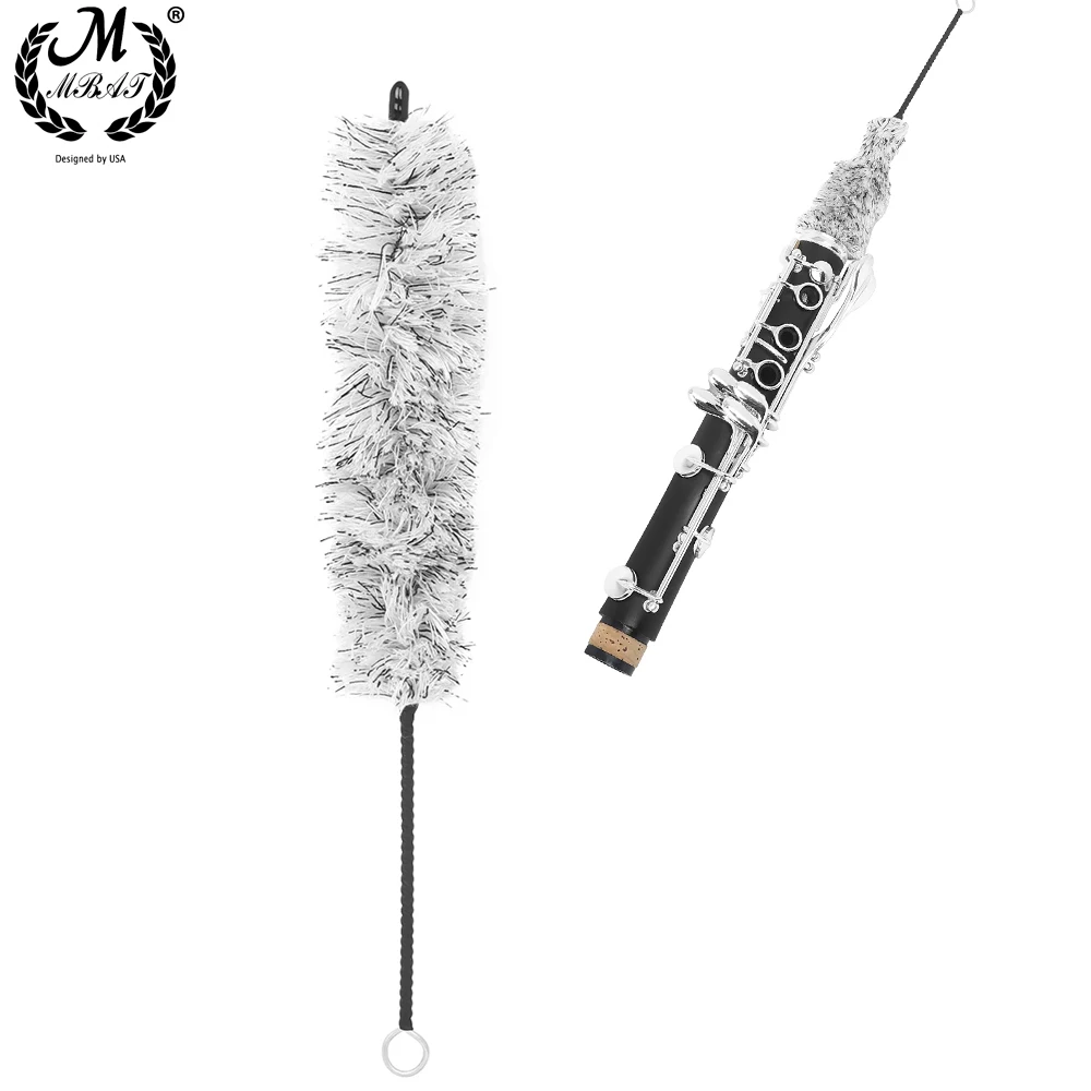 Klarinetten-Reinigungsbürste, schwarze und weiße Baumwolle, verkabelt, Innenausstattung, Scheuerbürste, 26 cm, Instrumente, Reinigungsbürste, Zubehör Image