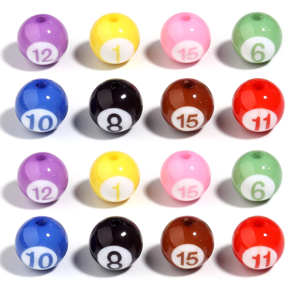 10-50 stücke 10/16mm bunte Acryl runde Perlen Billard kugel lose Perlen für Armband Schmuck machen DIY handgemachte Accessoires Image