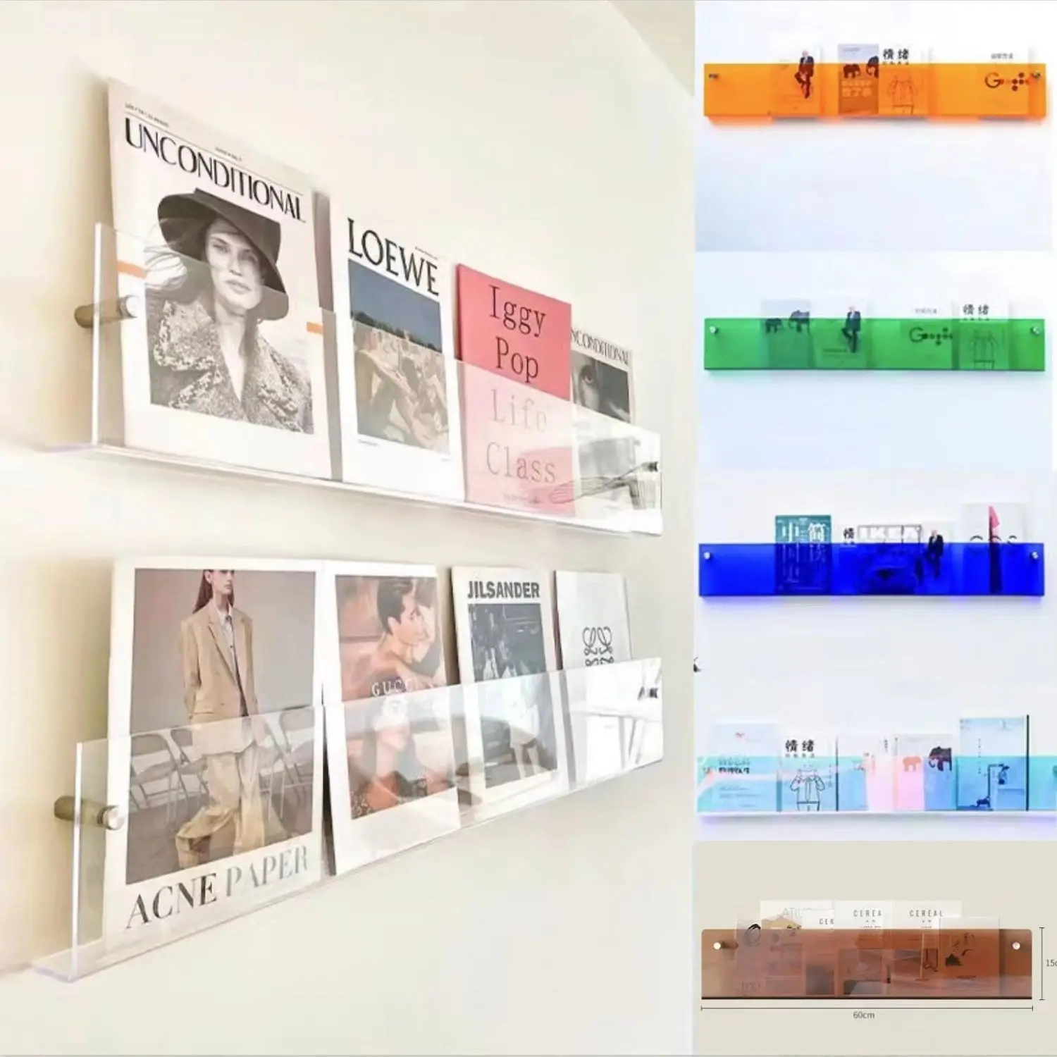 1 stücke INS Transparent Acryl Wand Magazin Lagerung Rack Bücherregal kinder Bild Buch Zeitungen Aufzeichnungen Wand Lagerung Halter