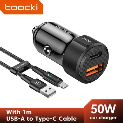 Toocki auto ladegerät 50w schnell ladung usb a zu typ c kabel 66w für iphone 11 12 13 14 xiaomi poco samsung schnell ladegerät aufladen Image