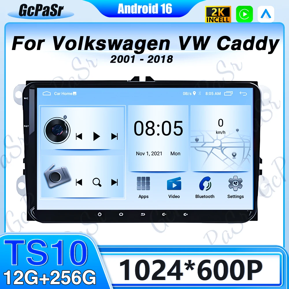 Android 16 Für Volkswagen VW Caddy 2011 2012 - 2018 Auto Monitor Player Fahrzeug Navigation Stereo Radio 4G 7862 CPU Keine 2din DVD Image