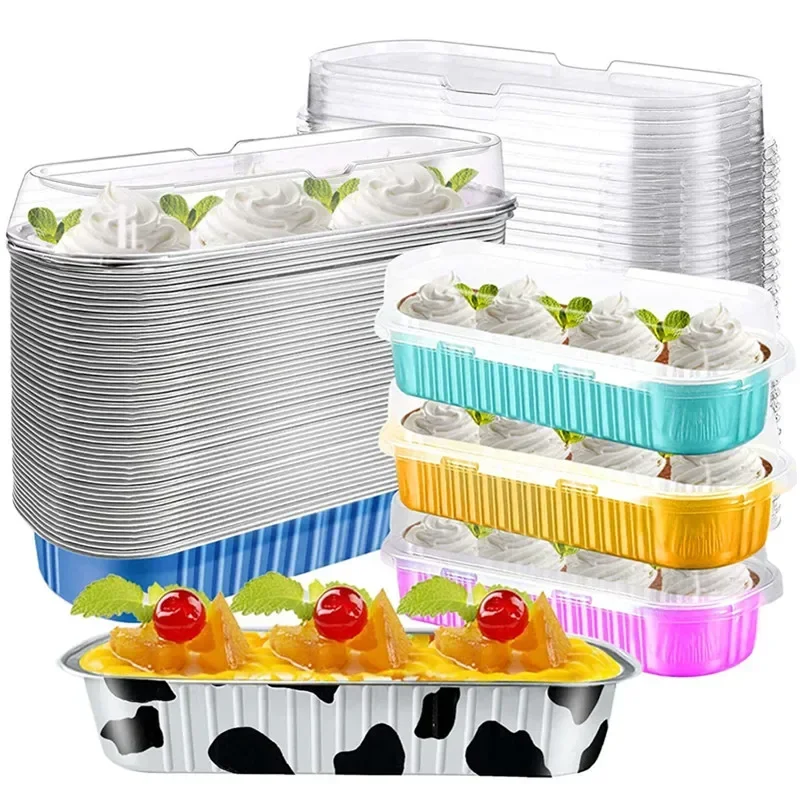 50 Stück Zinnfolienbox, Ofen, Luftfritteuse, Zinn, Karton, Lebensmittel, Grill und Backen, Aluminiumfolienplatte, Haushalts-Kuchenform Image