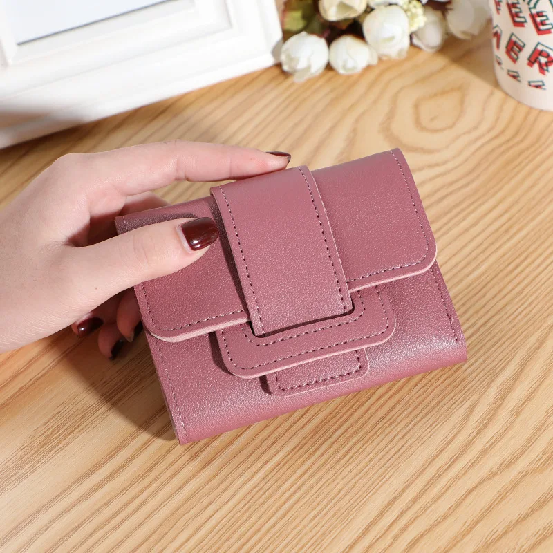 Neue koreanische Version der einfarbigen Gürtel Damen Geldbörse weibliche Geldbörse Clutch Bag Student kurze Brieftasche Brieftasche Image