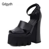 Gdgydh Punk Rock Stil Plattform Sandalen Frauen Knöchel Riemen Gürtel Schnalle Hegith Heels 15 cm Sexy High Heels Schuhe ausgeschnitten Plus Größe