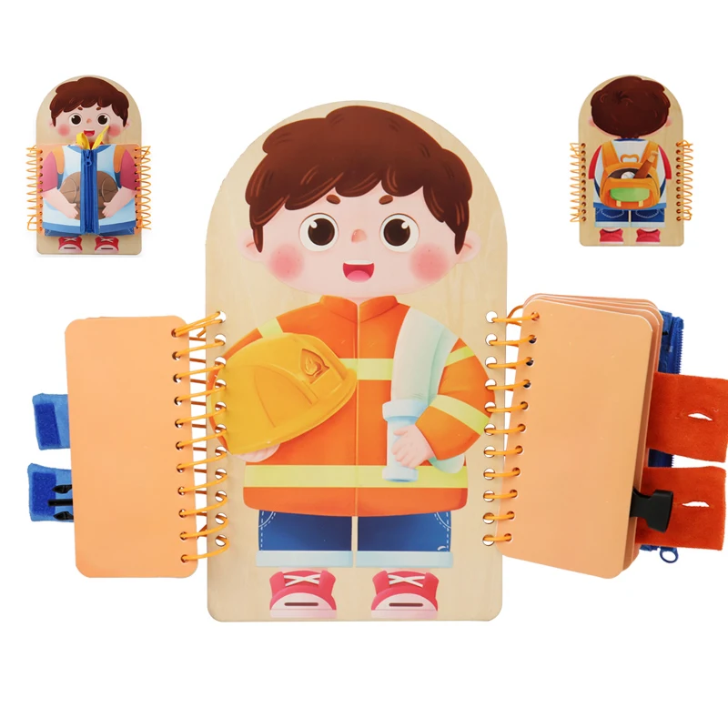 Kinder Beschäftigt Buch Montessori Spielzeug Feinmotorik Training Taste Reißverschluss Frühe Bildung Spiele Kleinkinder Ruhige Bücher Sensorische Spielzeug Image