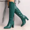 Herbst Winter 2025, neue Mode, das Knie, Damenstiefel, Lackleder, sexy Reißverschluss, Oberschenkelhoch, hoher Absatz, Damenschuhe, Größe 34–46
