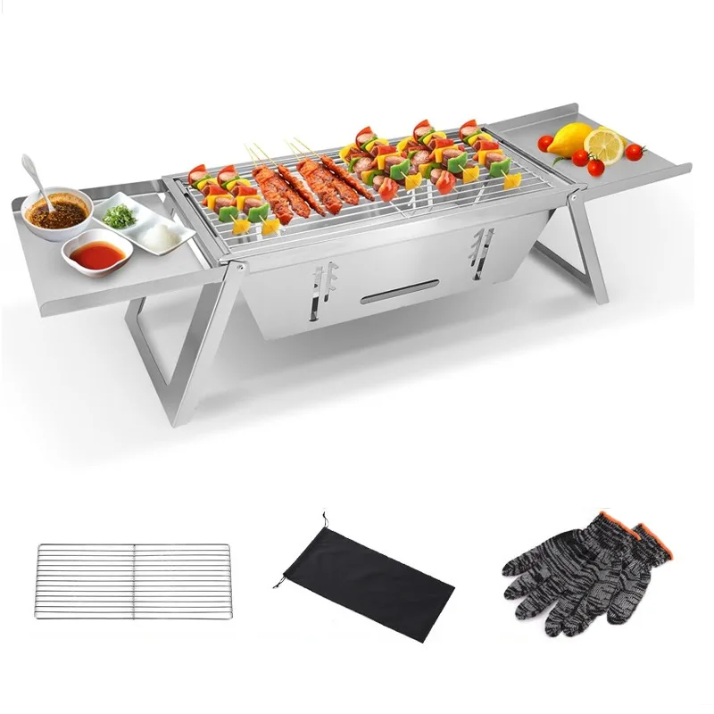 Tragbarer Holzkohle grill Klapp grill kleiner Grill Grill Leichter Edelstahl-Tisch grill mit Trage tasche für den Außenbereich Image