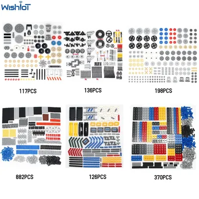 Moc technische Teile Set Aufhängung Lenkgetriebe Differential Zahnrad Stift Hebetarm Ziegel Achs verbinder Panel Bausteine Image