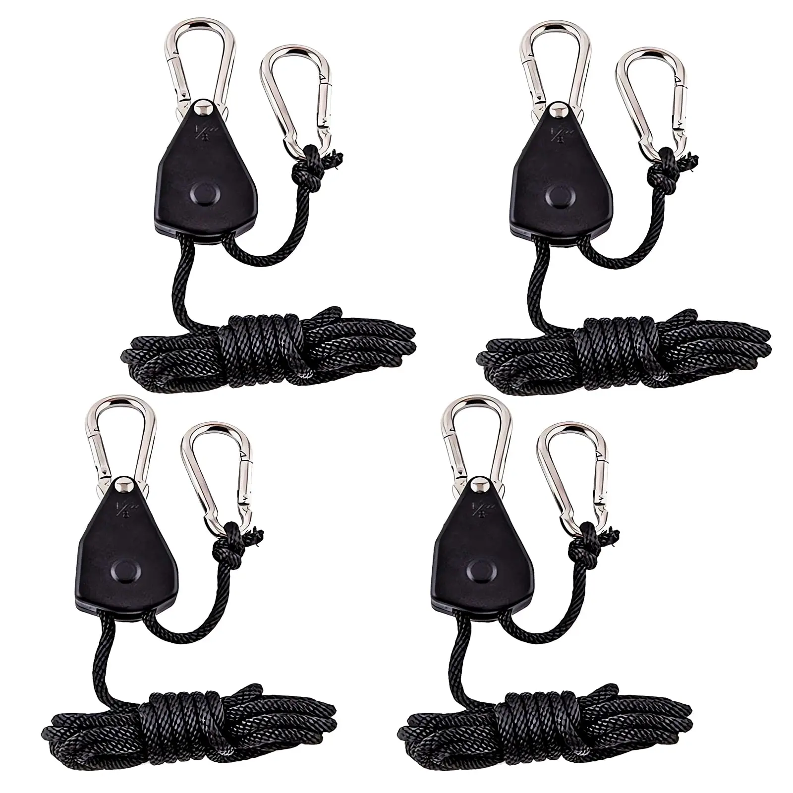 Packung mit 4 Seil ratschen mit Haken 1/8 Zoll verstellbarer Hochleistungs-Seilclip-Kleiderbügel 150 lb, Ratschen seil ratsche, verstellbar Image