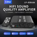 Amplificatore subwoofer Bluetooth 5.0 HIFI 2.1 Ch Amplificatori domestici Unità USB Musica senza perdita LEPY838USB per altoparlante 4-8 Ohm 12V3A UK EU