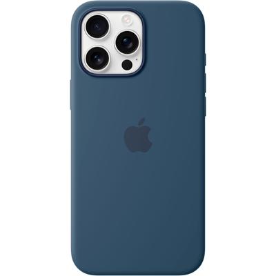 APPLE Smartphone-Hülle "iPhone 16 Pro Max Silikon Case mit MagSafe" Hüllen Gr. Apple iPhone 16 Pro Max, blau (denim)