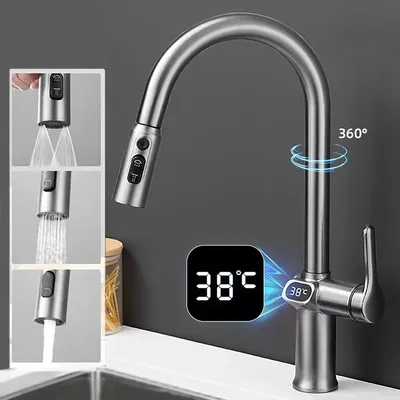 Kitchen Faucet Temperature Faucet Kitchen Pull Out Kitchen Sink Faucet Digital Display Function