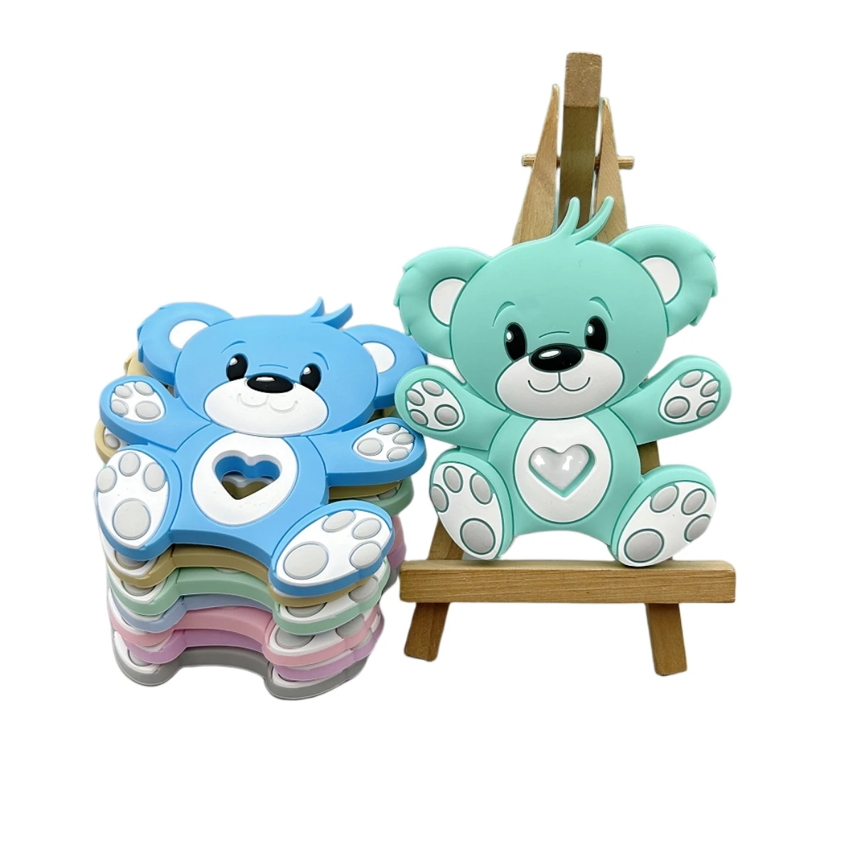 Anneau de dentition en Silicone pour bébé, 1 pièce, dégradé de nourriture sûr, Animal, chaîne de sucette, accessoires de bricolage pour nourrissons, jouets de dentition à mâcher, cadeaux Kawaii