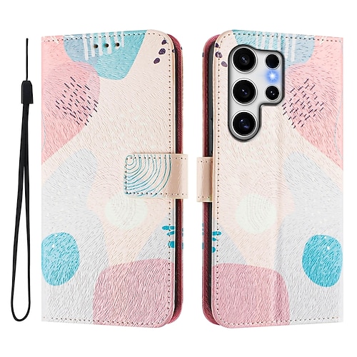 Handy Hülle Handyhüllen Für Samsung Galaxy S25 S24 S24 FE S23 S22 S21 Ultra Plus A55 5G A35 5G A25 A15 Brieftaschenhülle Mit Ständer Magnetisch Vollschutz Retro TPU PU-Leder Image