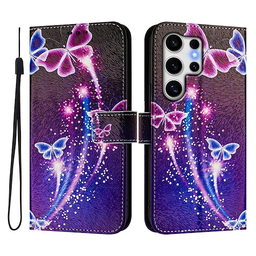 Handy Hülle Handyhüllen Für Samsung Galaxy S26 Ultra Plus S25 S24 S23 S24 FE S22 S21 Ultra Plus S20 A55 5G A35 5G Brieftaschenhülle Mit Ständer Magnetisch Vollschutz Retro TPU PU-Leder Image