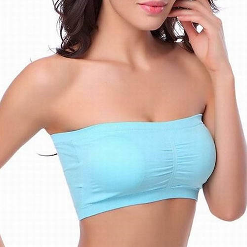 Damen Leichte Unterstützung Sport Bustier bh Sport-BH Bustier Rückenfrei BH-Oberteil Gefüttert Fitness Freizeit Sport Laufen Atmungsaktiv Leichtgewichtig Weich Marineblau Schwarz Weiß Einfarbig Image