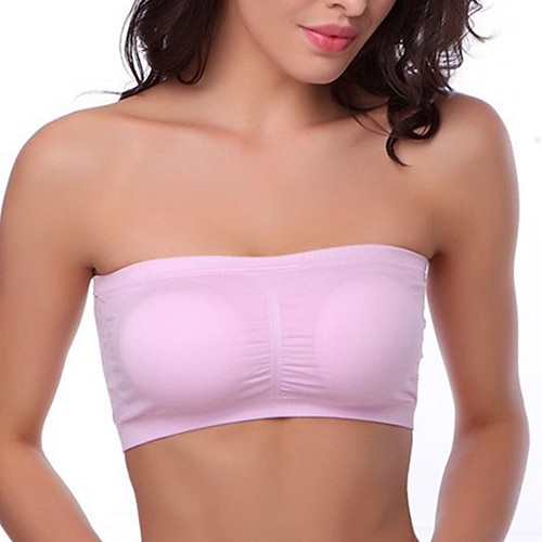 Damen Leichte Unterstützung Sport Bustier bh Sport-BH Bustier Rückenfrei BH-Oberteil Gefüttert Fitness Freizeit Sport Laufen Atmungsaktiv Leichtgewichtig Weich Marineblau Schwarz Weiß Einfarbig Image