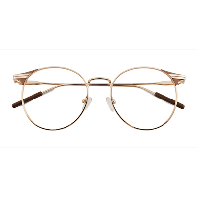 Unisex s round Gold Brown Metal Prescription eyeglasses - Eyebuydirect s Mastery