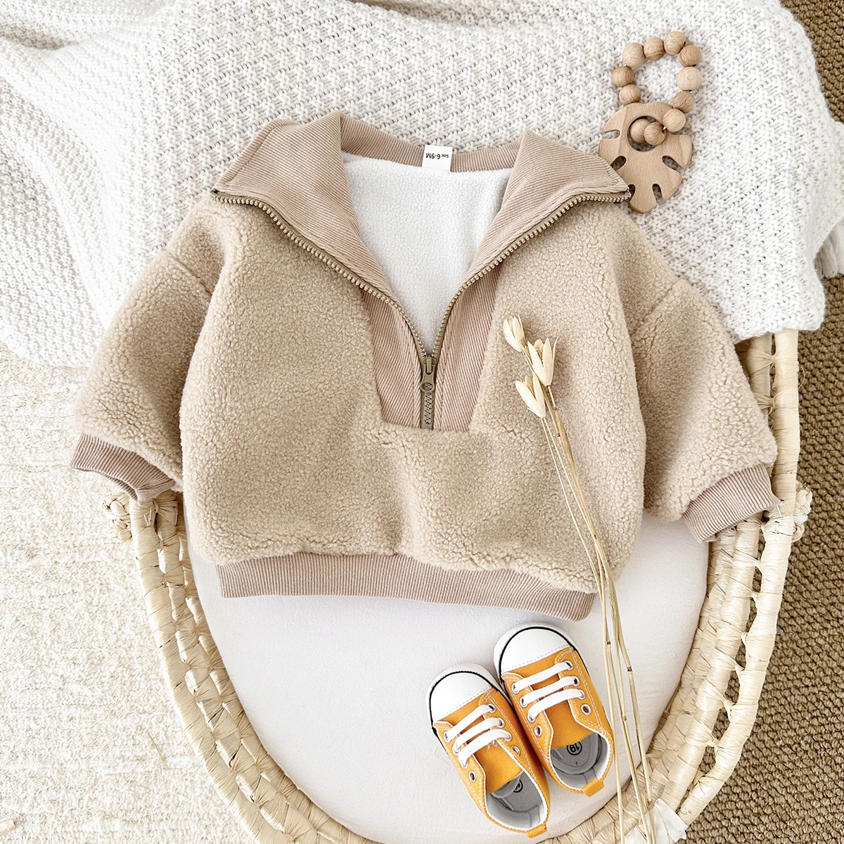 Neue Winter Baby Jungen Mädchen Mäntel gefälschte Lamm wolle Pelz Stickerei Reiß verschluss Jacke Top Kinder Mantel Jacken Kinder Kleidung Mäntel Image