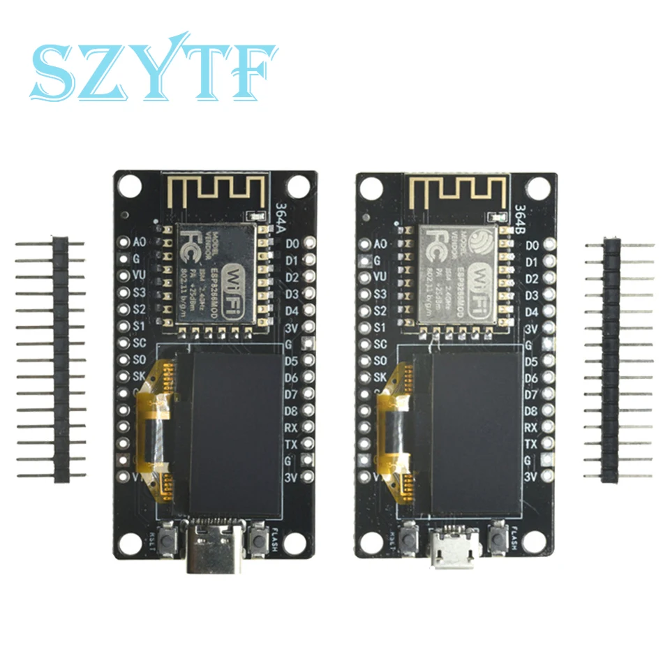 Nodemcu WiFi ESP8266 Entwicklungsboard 0,96 Zoll OLED Micro Typ-C für Arduino Image