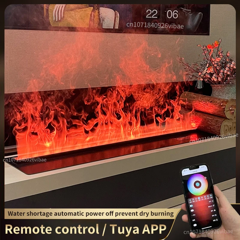 3D-zerstäubter Kamin mit bunter Dampfflamme, umweltfreundlicher dekorativer Wasserdampfnebel für den Innenbereich, intelligenter elektrischer Kamin Image