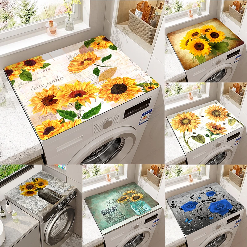 Sonnenblumen trocknungs matte Staub matte Haushalts walze Wasch trockner matte Staub matte auf der saugfähigen Matte des Kühlschranks Image