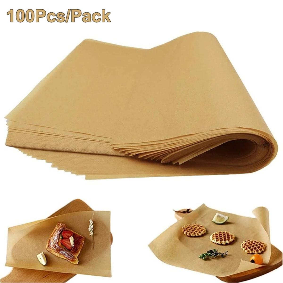 100 Stück Antihaft-Backofen Pergament Papier Blatt zum Backen Kochen Grill Grill Luft fritte use Mikrowelle dampfende öl beständige Pfanne Image