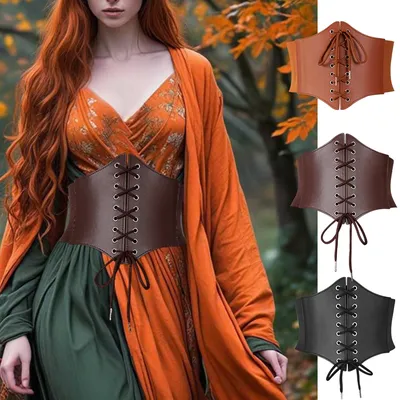 Mittelalterlicher breiter Leder-Rüstungsgürtel, Steampunk-Gürtel, Kostümzubehör, Image