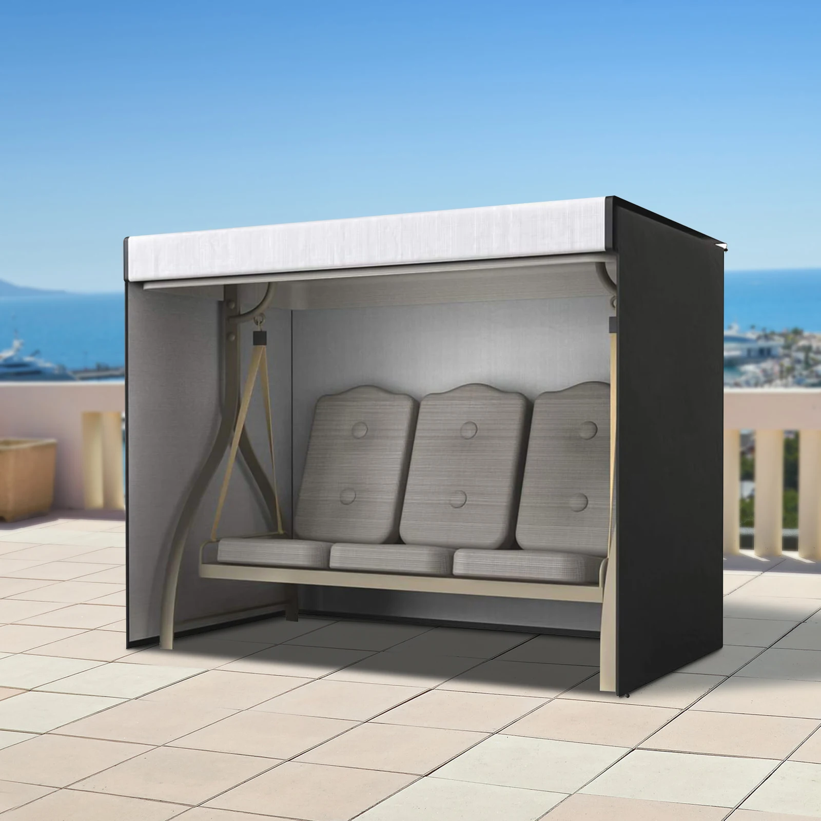 Outdoor-Schaukelbezug, 210D Oxford-Stoff, wind- und regensicher, Schaukel-Top-Abdeckung, Sitzbezug für Gartenschaukel Image