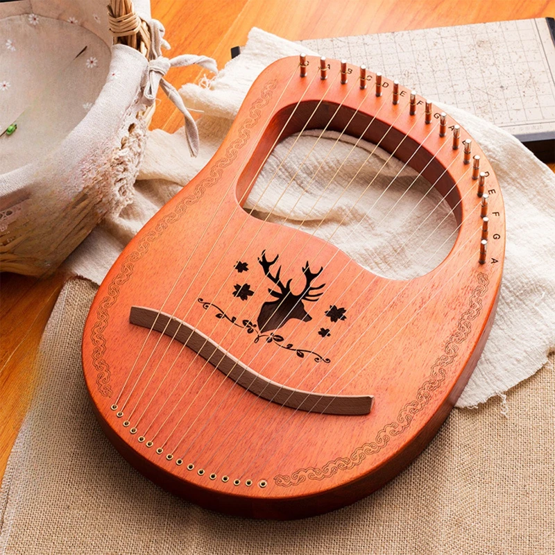 19 Saiten Leier Harfe Holz Harfe Metall Saite Instrument enthalten Mahagoni Stoff Harfe Saite Sattel Metall sauber Image