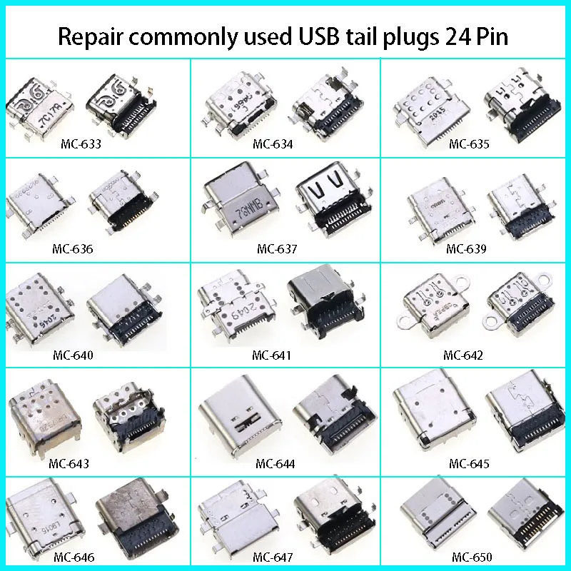 1pc typ c usb 24-poliger stecker buchse ladungs anschluss smd pcb lot reparatur stecker für xiaomi hp lenovo jbl taipu samsung Image