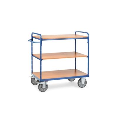 Fetra Etagenwagen, Tragl. 600kg, 3 Etage(n), Ladefl. LxB 1000x700mm, Holzböden, RAL5007 Image