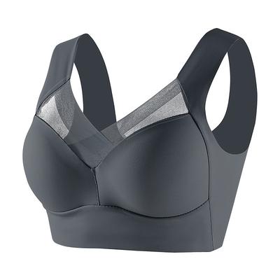 Women's Medium Support Running Bra Wirefree Molded Cup Top Padded Plus Size Fitness Gym Workout Leisure Sports Breathable Soft Seamless Mesh Dark Grey Light Coffee Watermelon Red Solid Colored