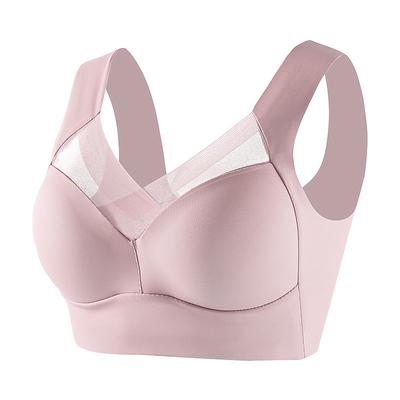 Women's Medium Support Running Bra Wirefree Molded Cup Top Padded Plus Size Fitness Gym Workout Leisure Sports Breathable Soft Seamless Mesh Dark Grey Light Coffee Watermelon Red Solid Colored