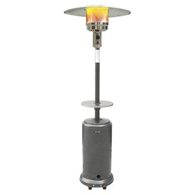 SunHeat Classic Umbrella Design Commercial Portable Propane Patio Heater with Drink Table, Hammered Silver